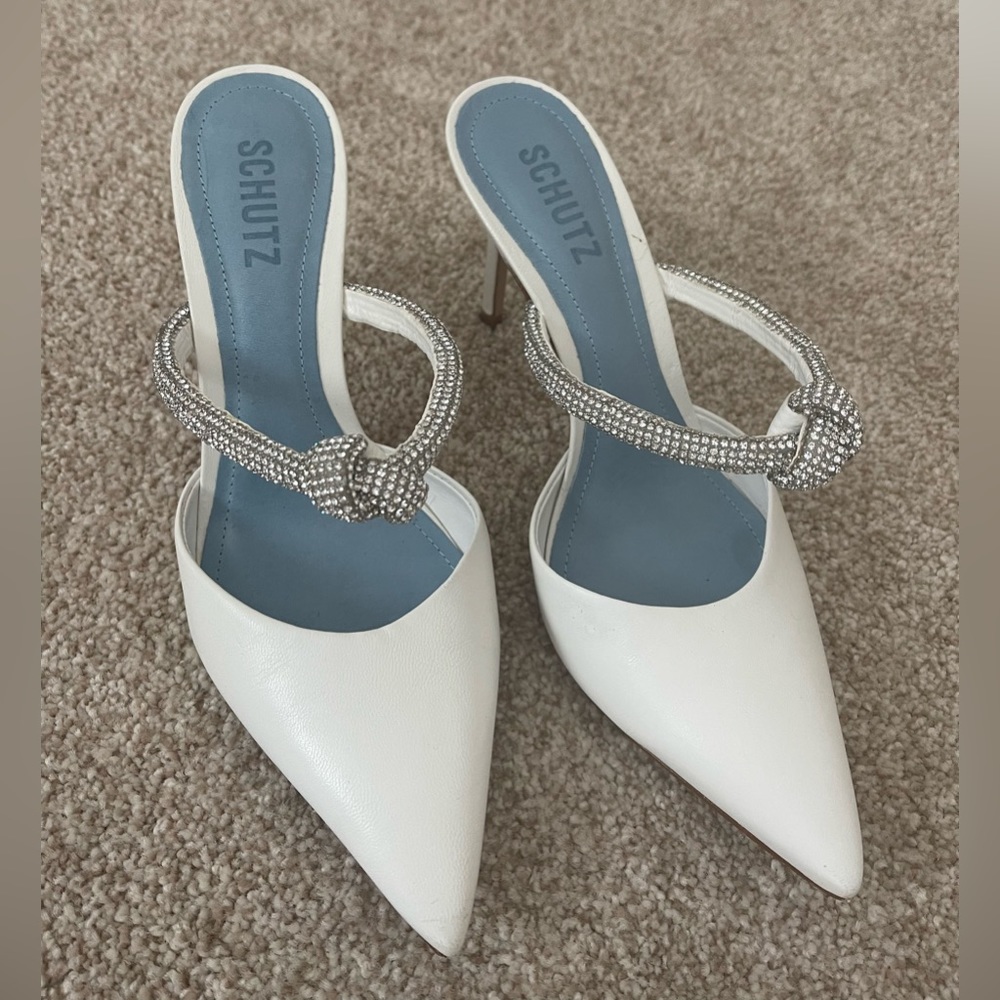 Schutz White bridal heels